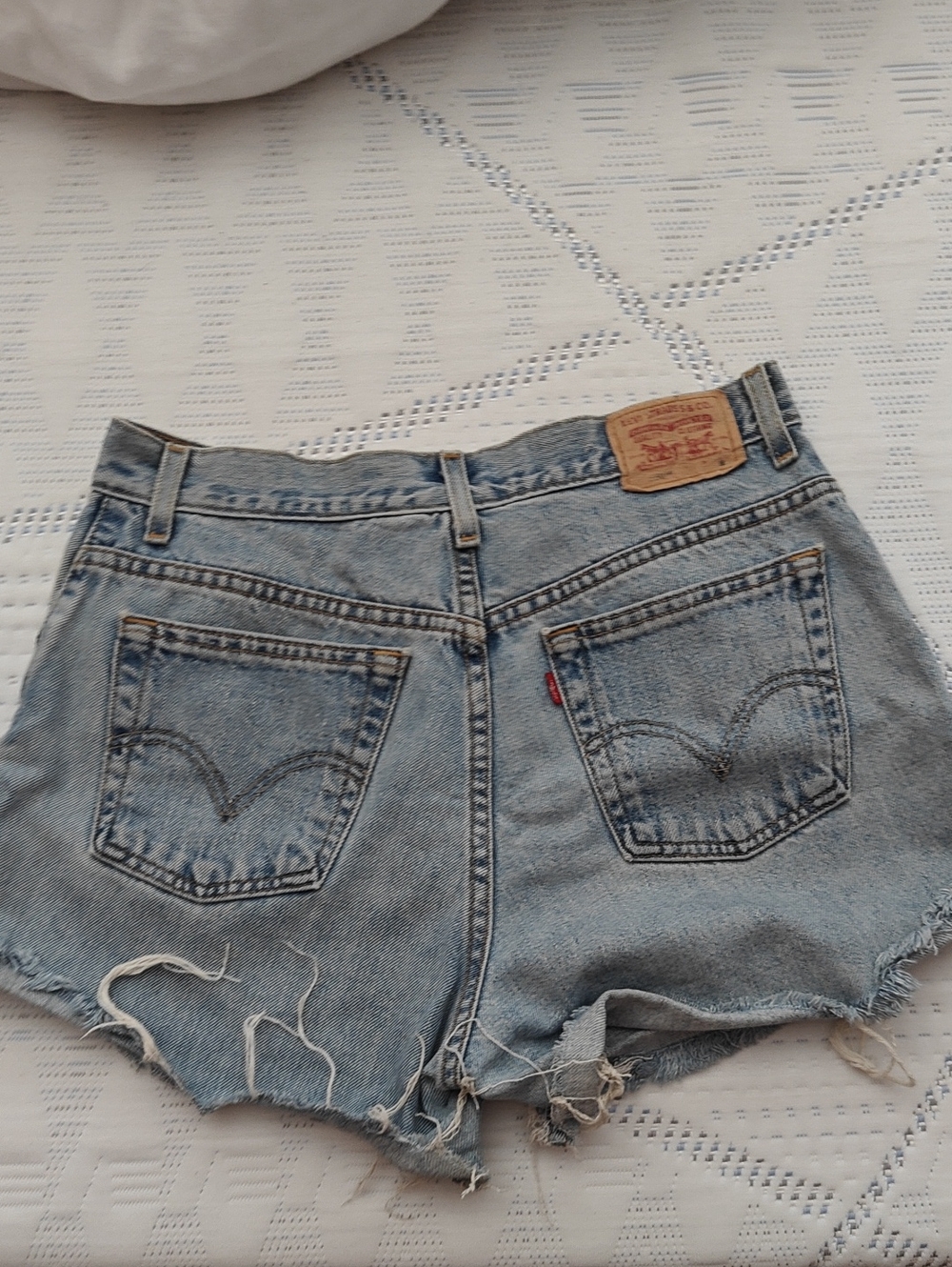 Vintage 505 Levi's Light Blue Distressed Denim Cutoff Shorts